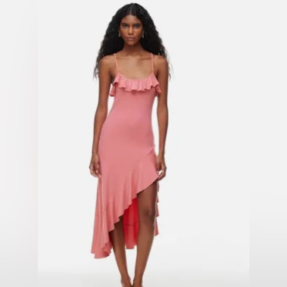 Aritzia Pink Ruffle High-Low Dress